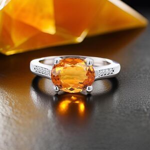 Natural Orange Sapphire Diamond Ring 6.75 14k WG 2.6 TCW Certified $4,950 310584